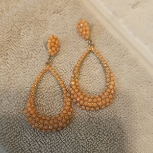 Elegant Gold and Orange Teardrop Earrings